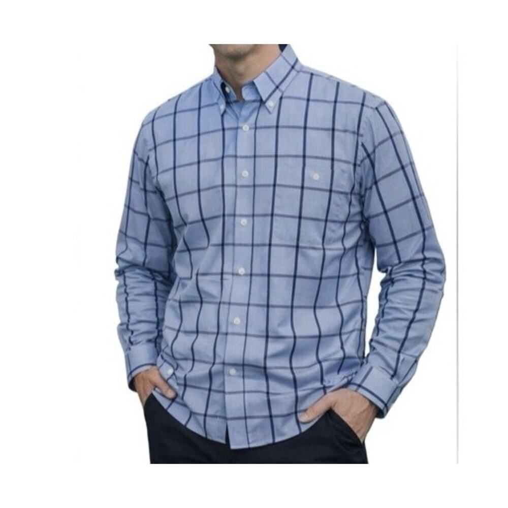 Orvis Mens Long Sleeve Shirt Size L Blue Striped Oxford Button Up Pocket Cotton